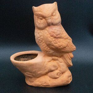Rare Vintage Owl Terracotta Planter Small Plant Pot Garden Decor 8.5" Tall Used